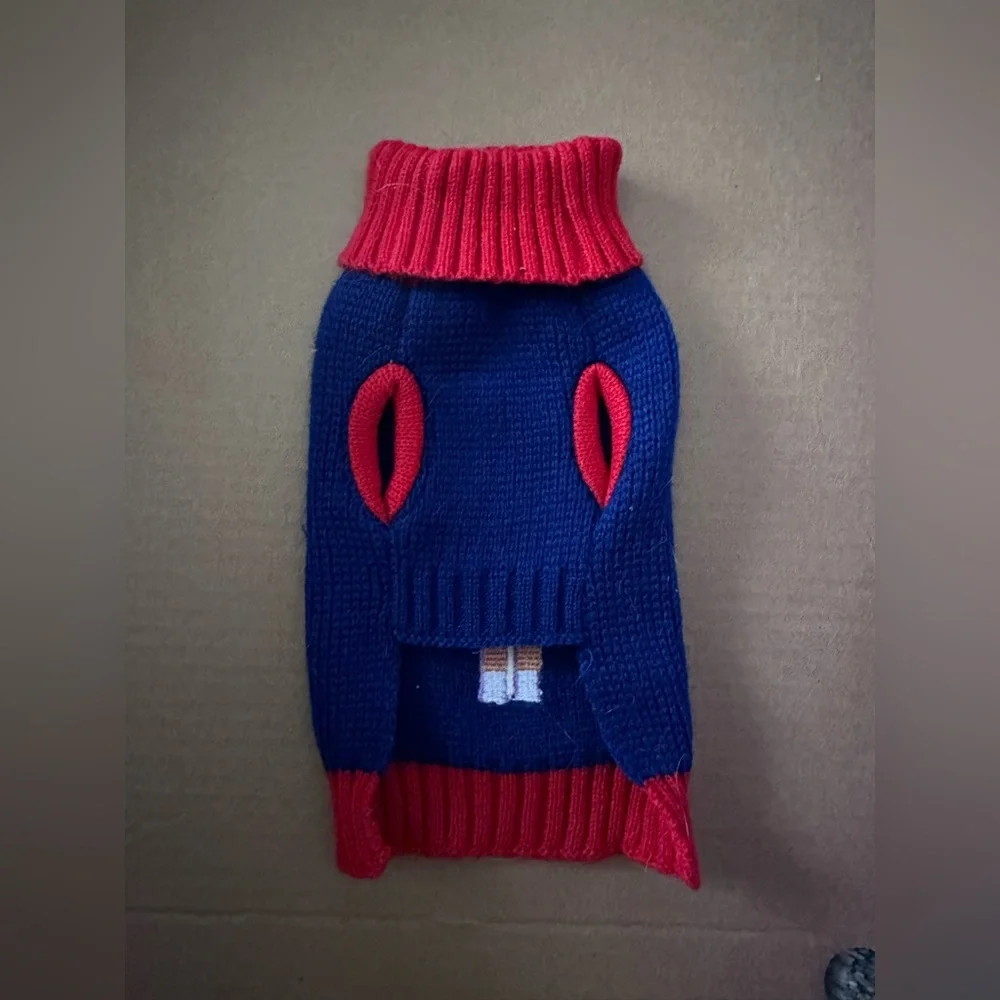 Red and Blue Knit Dog Sweater